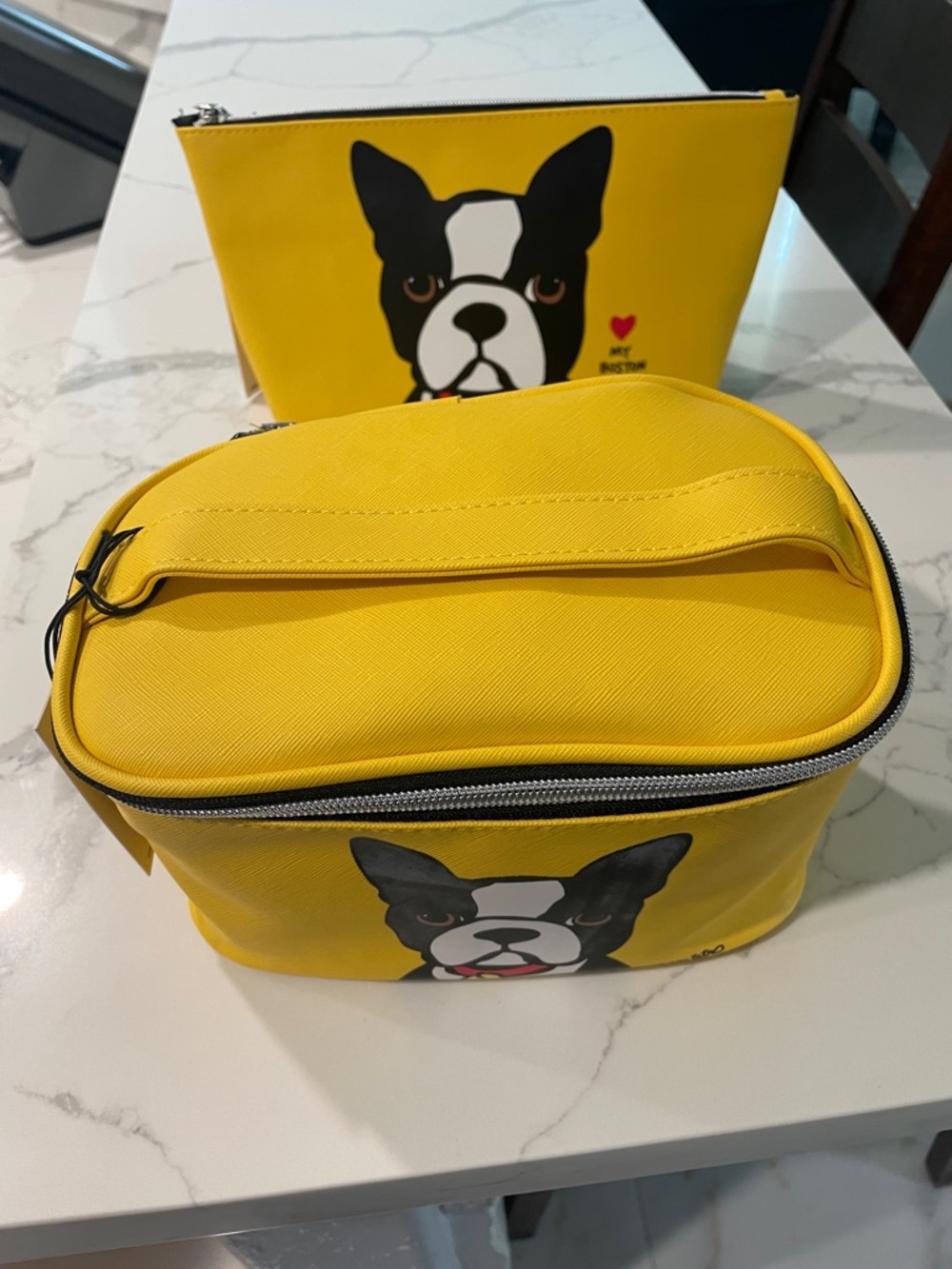 Marc Tetro Yellow 'My Boston' Cosmetic Pouch Set of 2 - Picture 12 of 12
